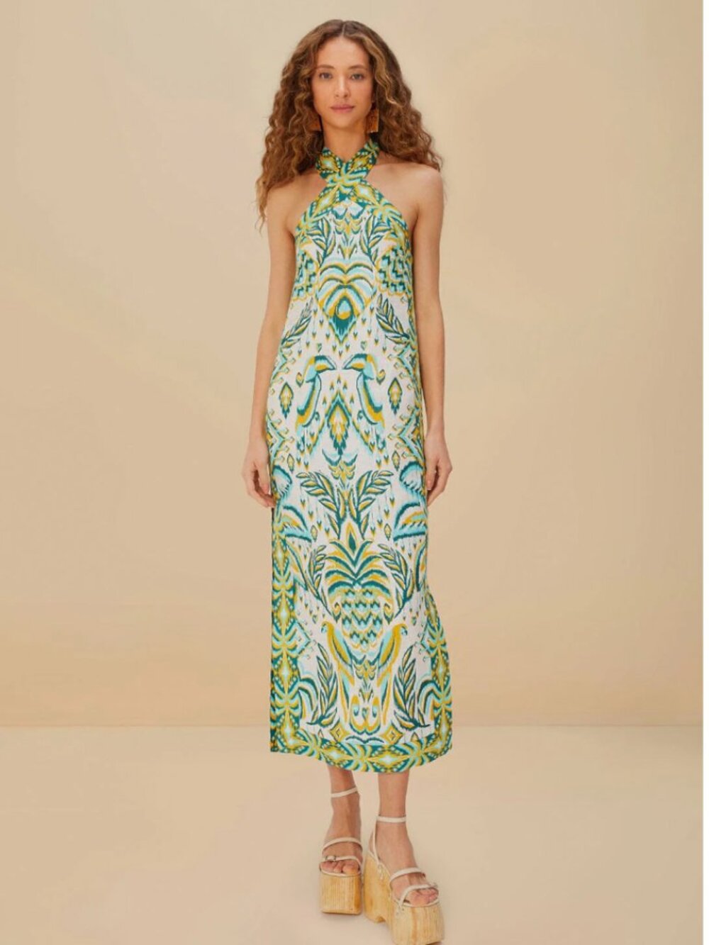Farm Rio 100% Linen Halter Dress